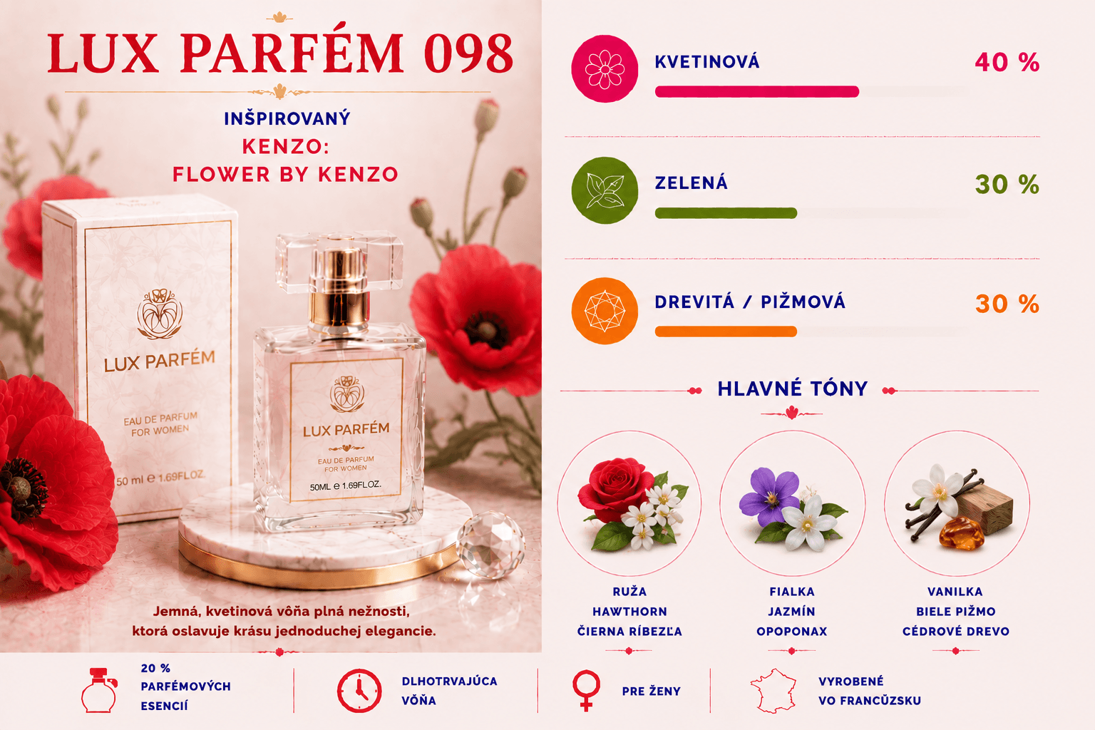 Lux Parfém 098 – Inšpirovaný Kenzo: Flower by Kenzo